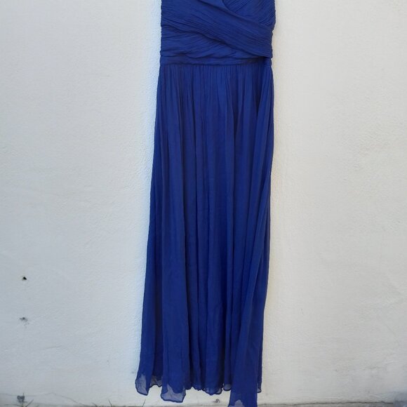 J Crew Long Silk Strapless Plisse Gown Sz 12 Black Tie Wedding Guest Formal - Picture 3 of 15